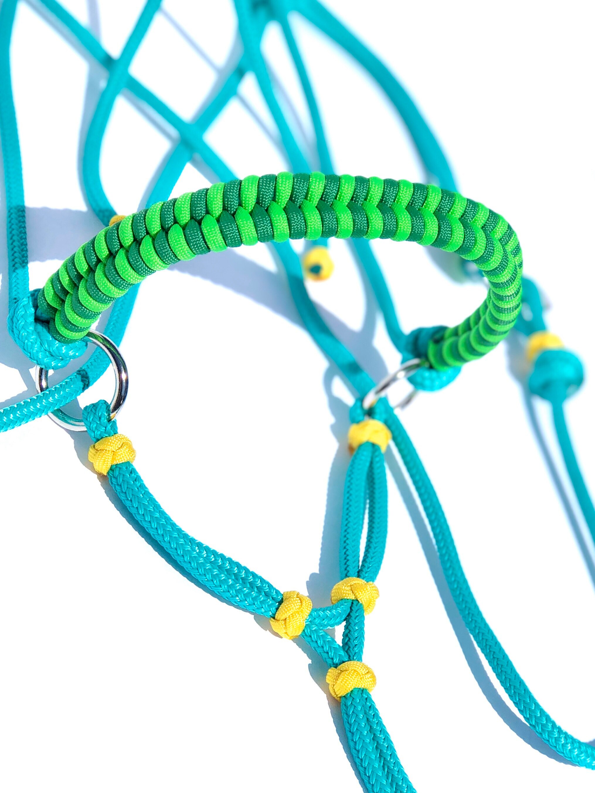 Soft Rope Cross Jaw Bitless Bridle Hackamore- Woven Paracord Overlay ...