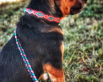 Braided Paracord Dog Training Collar with Leash – Wide Slip Design