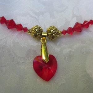 Swarovski Light Siam heart necklace red crystal earrings