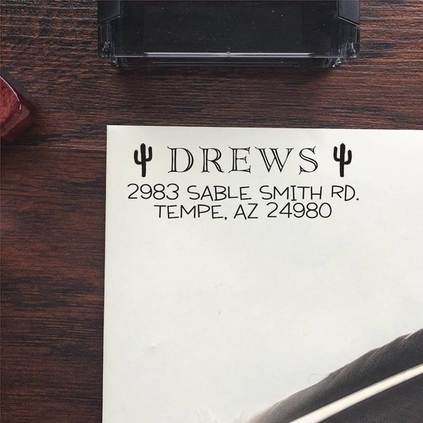 Cactus Address Stamp, Return Address Stamp, Wedding Address Stamp, Self-Inking or Knob style -- SP121