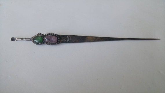 Qing dynasty jeweled silver earspoon/hairpin
