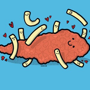 Fish Loves Chips - Tussface T-shirt / 100 Percent Organic Cotton in 9 Colours