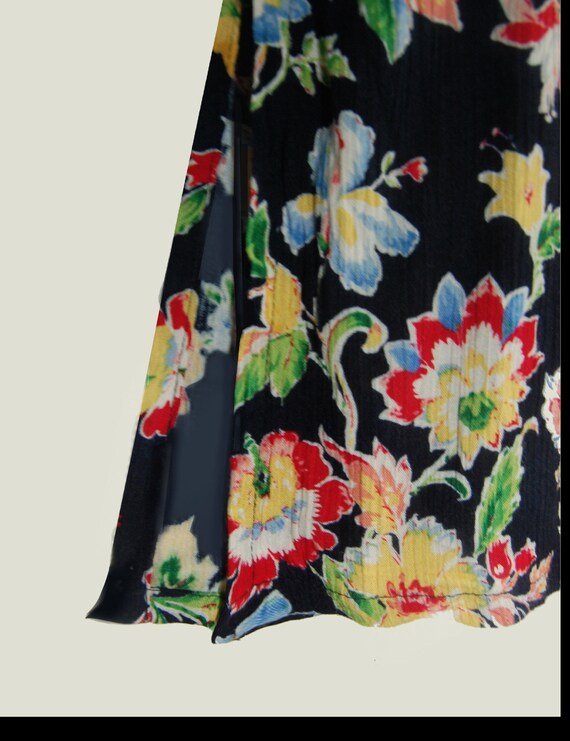 Vintage GypsySkirt Maxi Floral Black Red Green Ye… - image 8