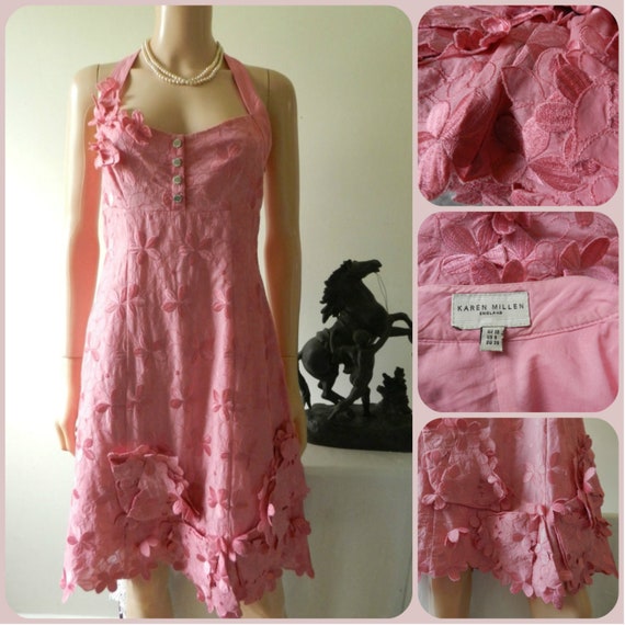 karen millen pale pink lace sleeve dress