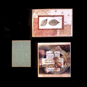 Stempels Muzikale Vintage afbeelding Viool Muzieknoten Beukenbladeren Gedetailleerde vrolijkheidsgroeten Stempel houten basis Stempel