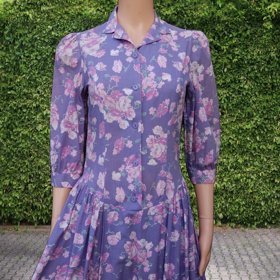 Fabulous Laura Ashley cottage core silk tea Dress Uk8 Brown Botanical A Line BT001