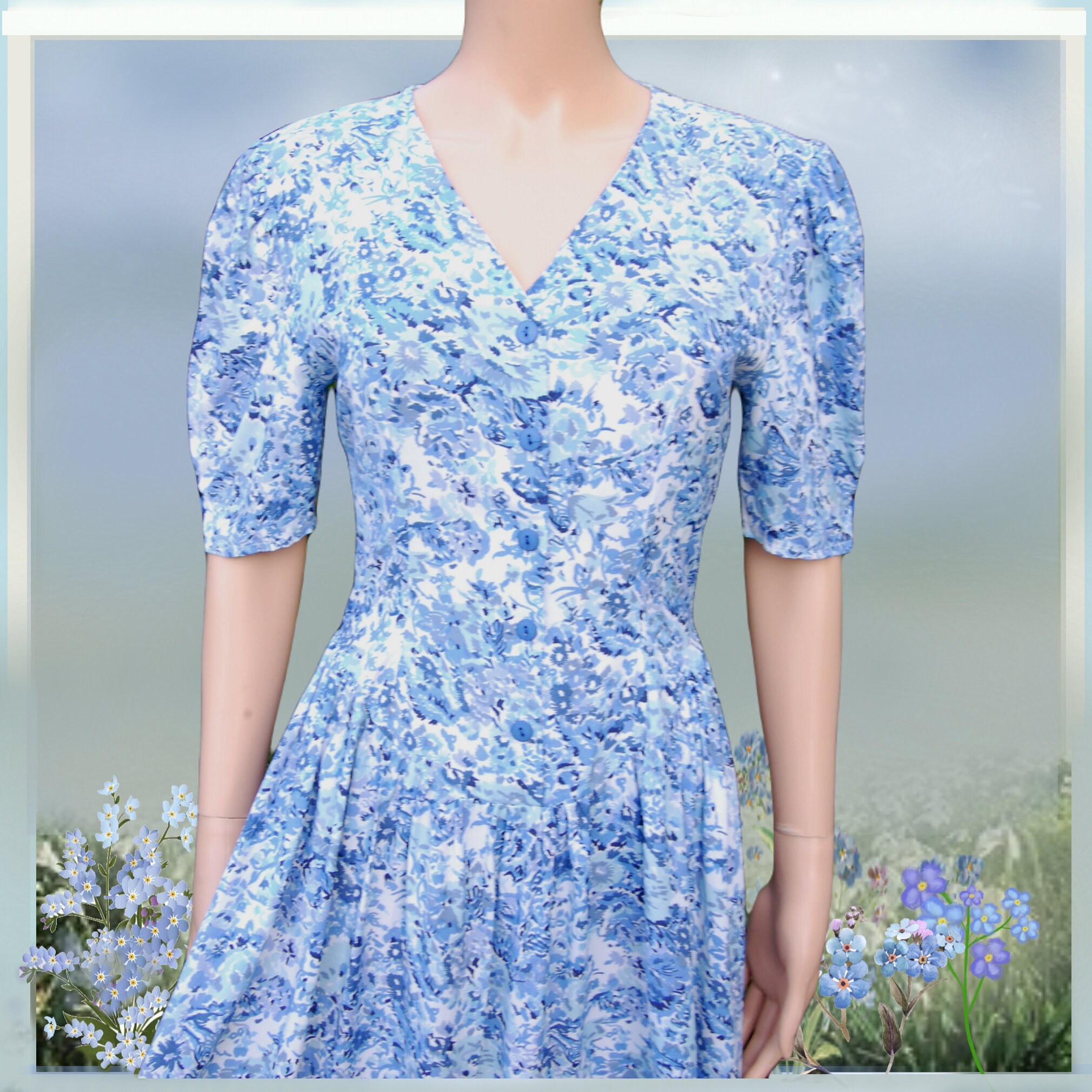 Robe Cocktail YESSICA Taille 44 - Bleu Foncé, Style élégant Trapèze, Parfait état