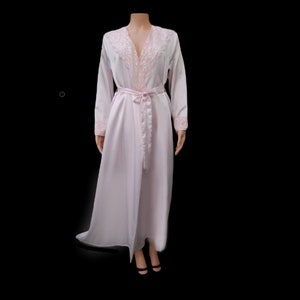 Vintage 60s Neglgee Soft Silky Pink Negligee Contessa Lacy Lingereie Silky Dressing Gown Honey moon Long Negligee