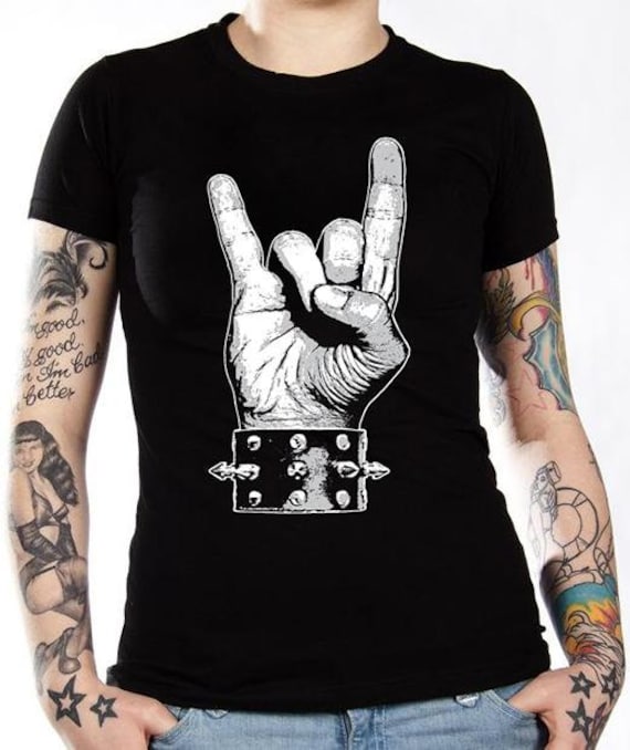 bark edderkop ufuldstændig Sign of the Horns Girls T-shirt Metal T-shirts - Etsy Australia