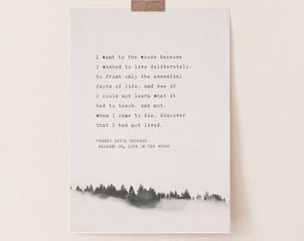 Thoreau Walden Quote Print: Pine Tree Forest Art