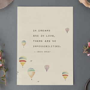 Love poetry, valentine&#39;s day gift, in dreams and in love, there are no impossibilities, János Arnay quote, love poem, gift idea, love quote