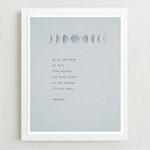 Neruda Moon Poem Art Print: Love Quote Wall Decor