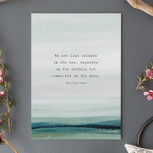 Ocean Quote Print: William James Poem, Watercolor Background