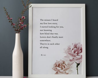 Rumi Love Poem Print, Soulmate Gift, Anniversary Wall Art