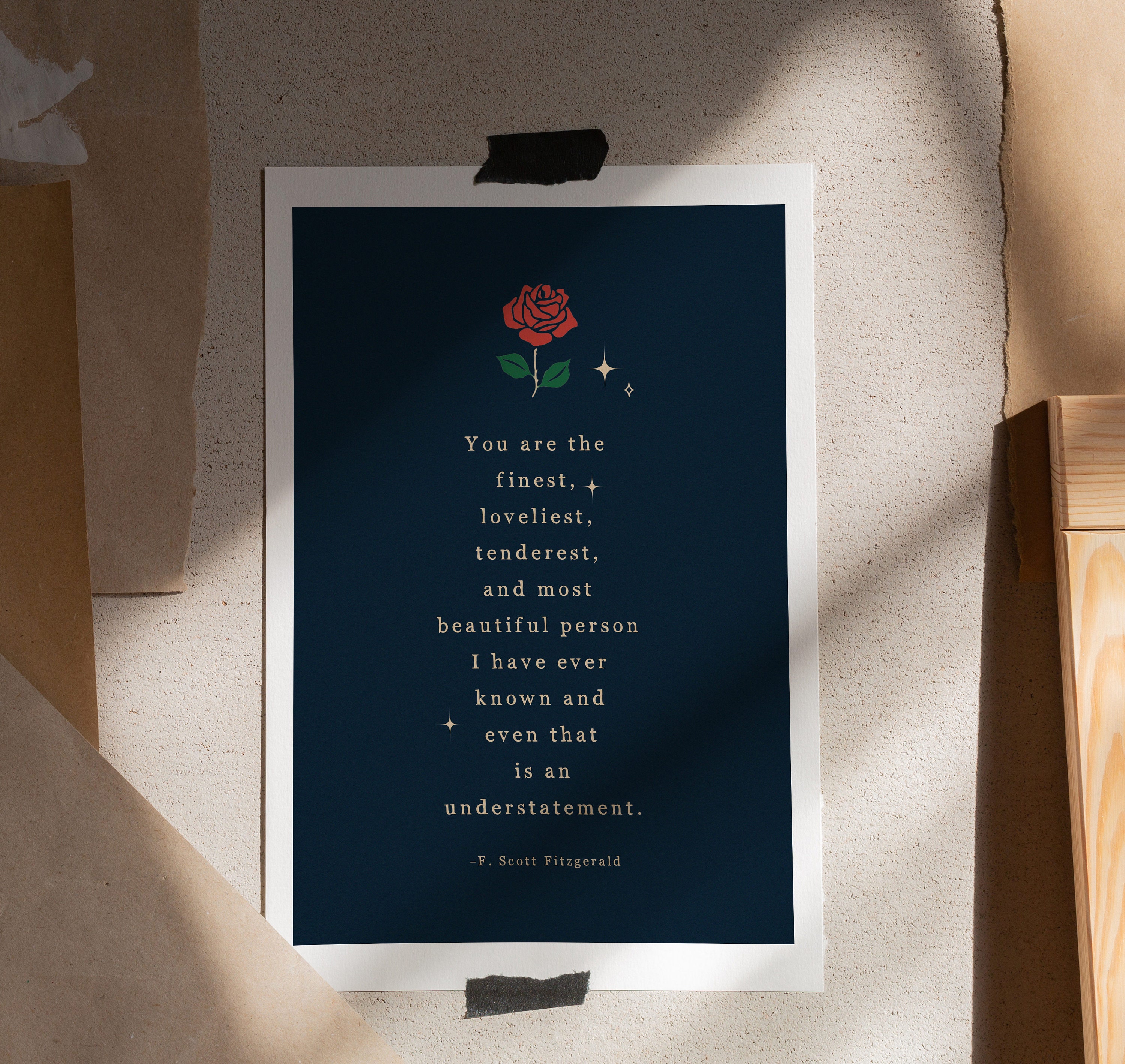 F. Scott Fitzgerald Quote Print, Love Poem, Valentine's Day Gift - Etsy, image size:3000x2838