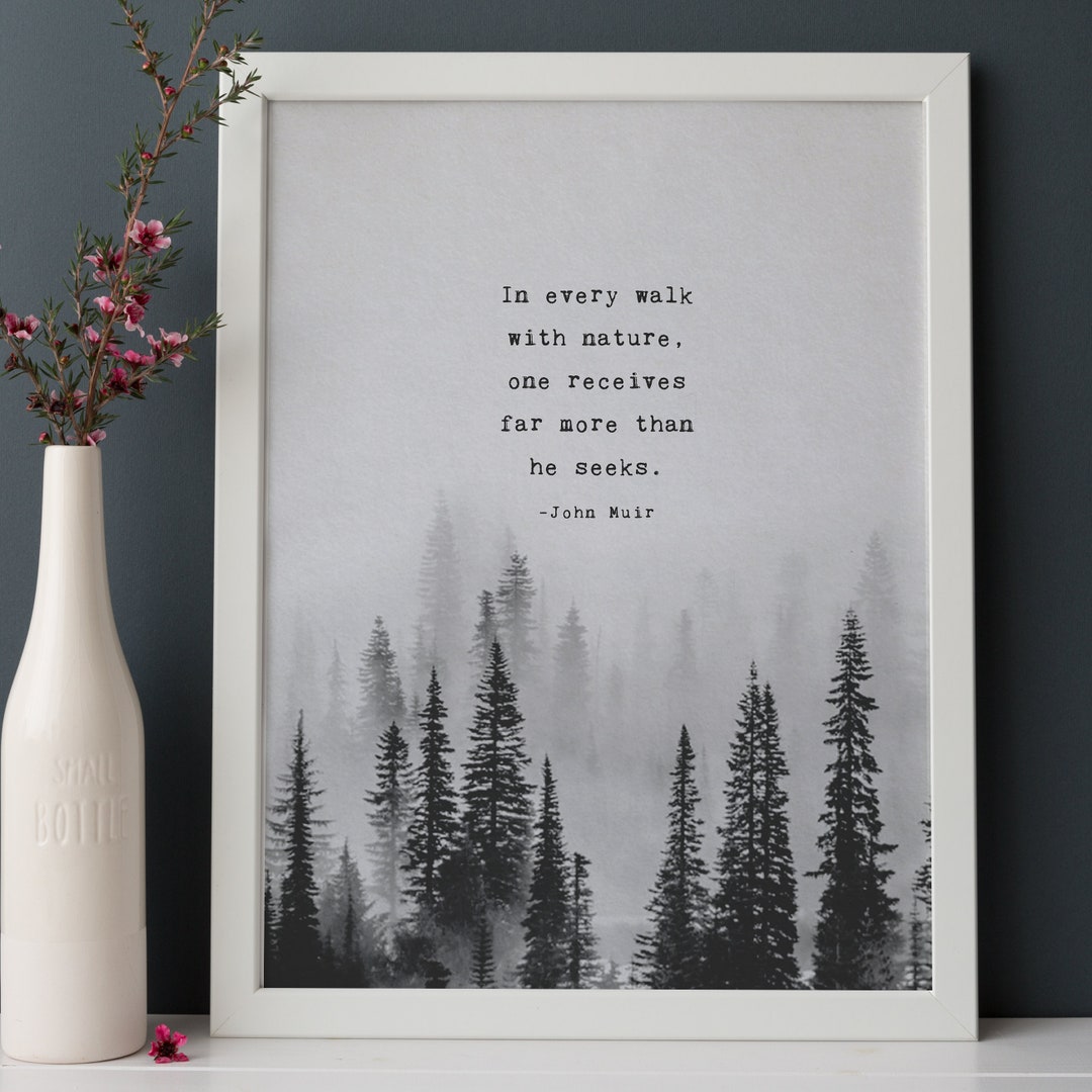 John Muir Walk With Nature Quote Print: Nature Wall Art With Trees - Etsy