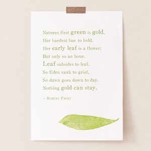 Robert Frost Poem Print: Nothing Gold Can Stay, Nature Art