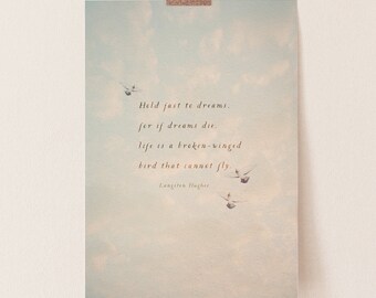 Langston Hughes Poem Print: Hold Fast to Dreams, Bird Art