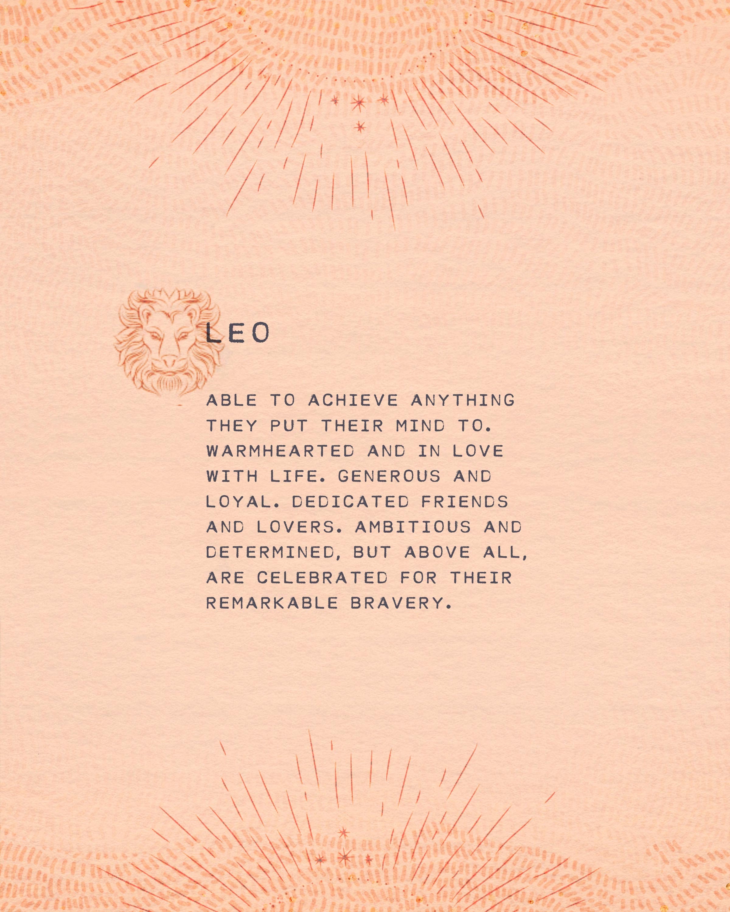 Leo Zodiac Quote Art Print: Astrology Sign Wall Decor