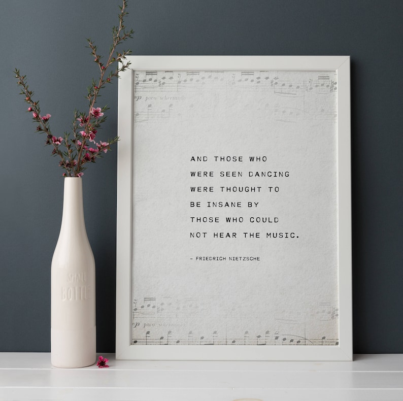 Nietzsche Quote Print: Dancing, Music, Poetry Art image 1