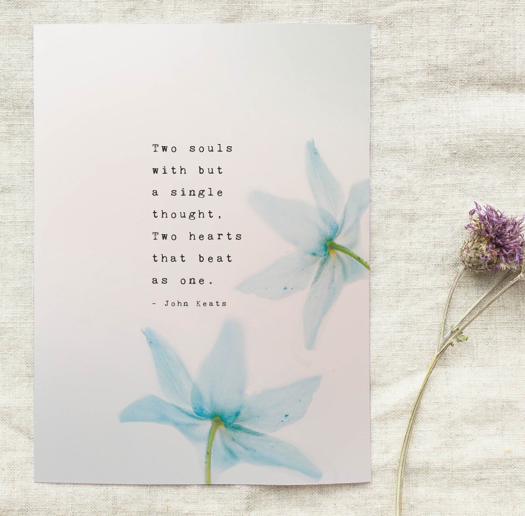 John Keats Love Quote Print: Romantic Soulmate Gift - Etsy Israel, image size:1080x1063