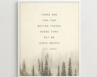 C.S. Lewis Quote Print: Pine Tree Art, Motivational Gift