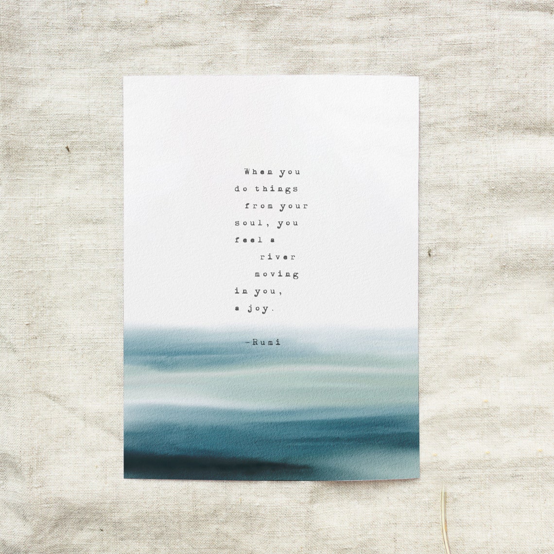 Moving Paper Rumi Rumi River Moving Quote Print With Watercolor Background - Etsy