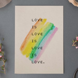 LBGQTA love is love, pride poster, rainbow art, love quote, lgbt quote, love is universal, gay, bi, trans, love poem image 4