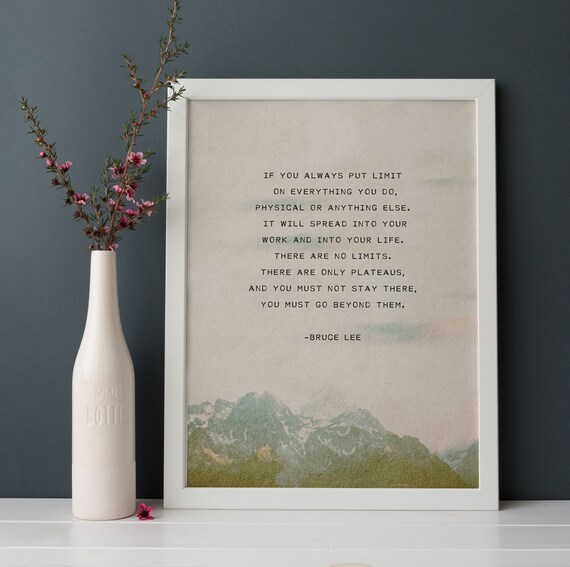 Bruce Lee There Are No Limits Quote Motivational Quotes Etsy