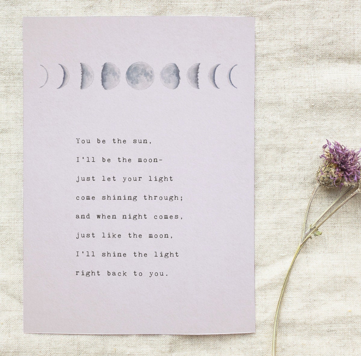 Love Poem You Be The Sun Ill Be The Moon Phases Of The Moon Etsy