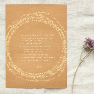 Rumi Quote Print: Divine Letter Manuscript, Self Love Gift image 6