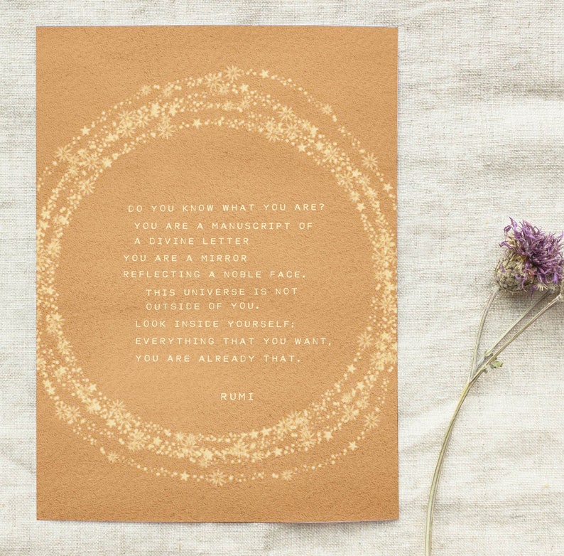 Rumi Quote Print: Divine Letter Manuscript, Self Love Gift image 6