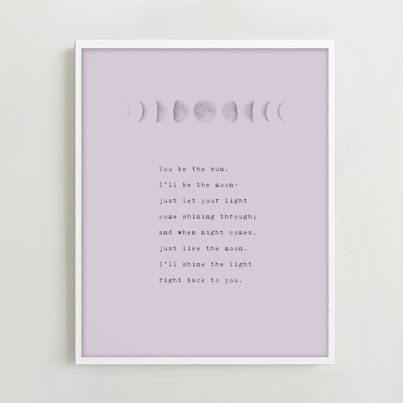 Sun and Moon Love Poetry Art Print: Long Distance Gift