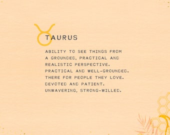 Taurus Zodiac Print: Horoscope Art, Astrology Gift