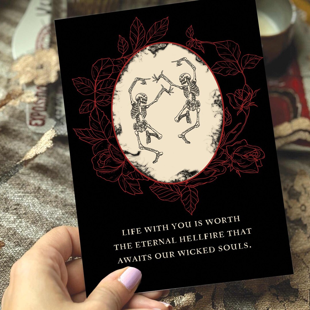 Skeleton Rose Couple Gothic Anniversary Card - Macabre Alternative 145 - View #9