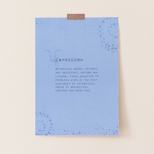 Capricorn zodiac print, birthday gift, capricorn horoscope art, gift ideas, astrology signs, wall art, gift for her, capricorn quote poster