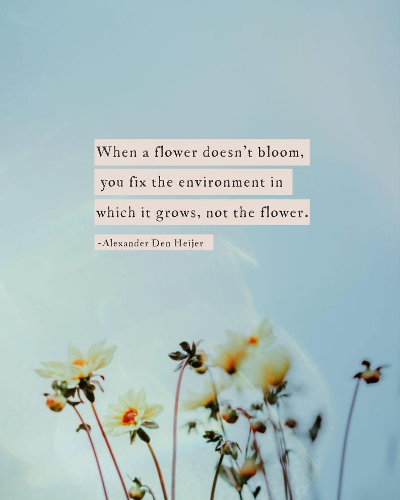 Quote print "When a flower doesn’t bloom, you fix the environment in which it grows, not the flower."