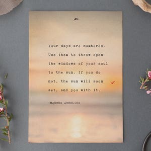 Marcus Aurelius Quote Print: Sunset Poetry Art image 1