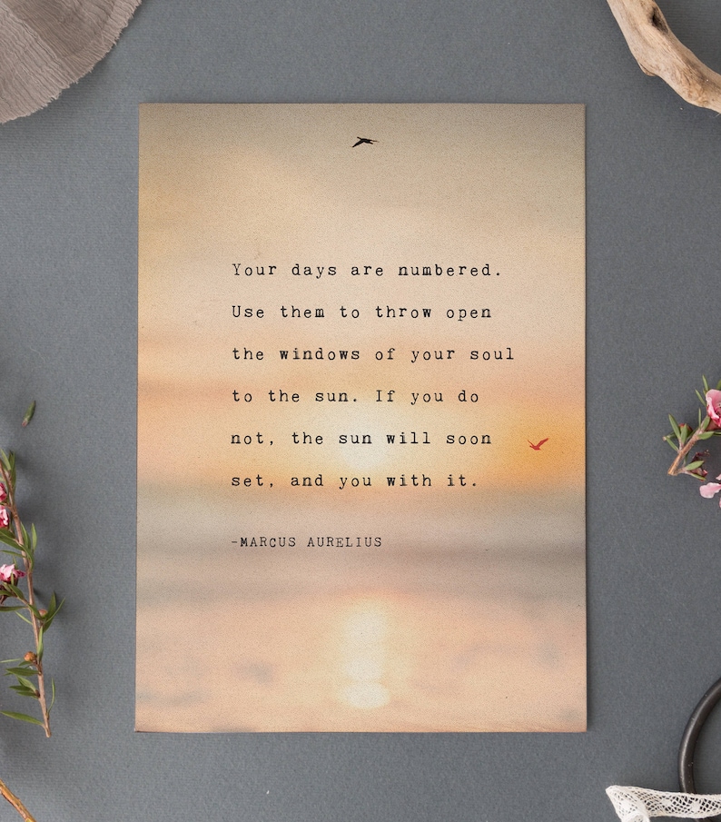 Marcus Aurelius Quote Print: Sunset Poetry Art image 1
