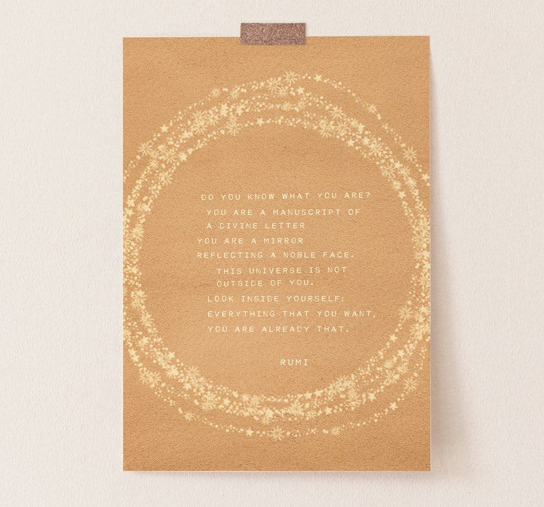 Rumi Quote Print: Divine Letter Manuscript, Self Love Gift image 2
