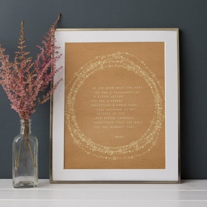 Rumi Quote Print: Divine Letter Manuscript, Self Love Gift image 3