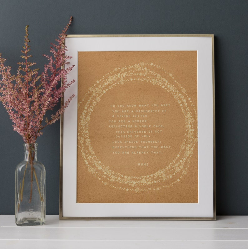 Rumi Quote Print: Divine Letter Manuscript, Self Love Gift image 3