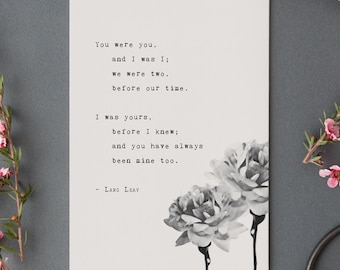 Lang Leav Love Poem Print, Peony Anniversary Gift