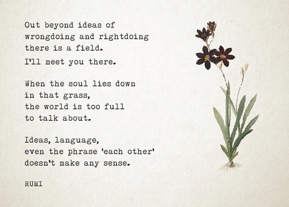 Rumi Out Beyond Ideas Of Wrongdoing And Rightdoing Rumi Poem Out Beyond Beyond The Ideas Of Wrongdoing And Right | Etsy Schweiz