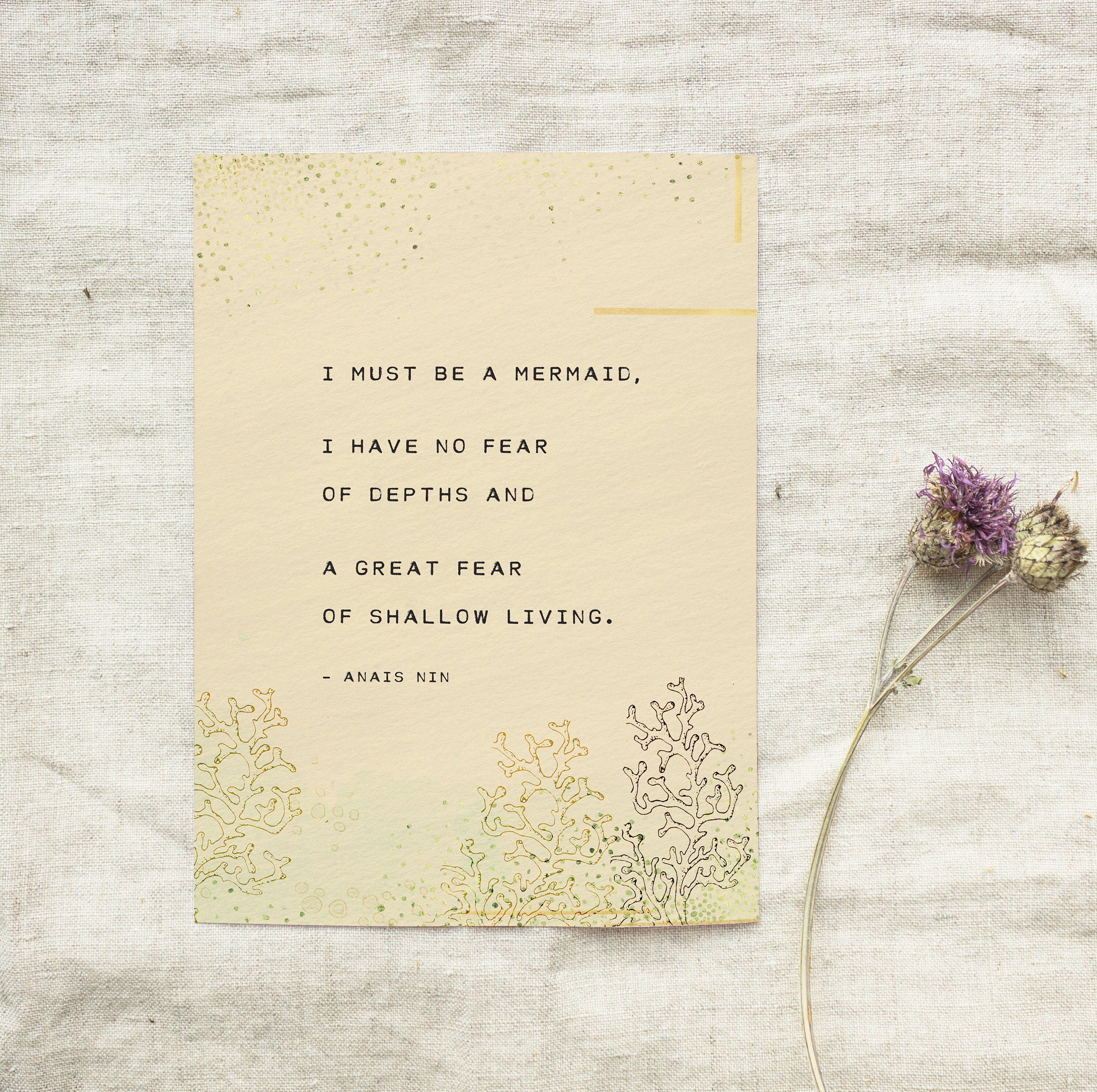 Anais Nin Quote Art I Must Be A Mermaid Wall Decor Art Etsy