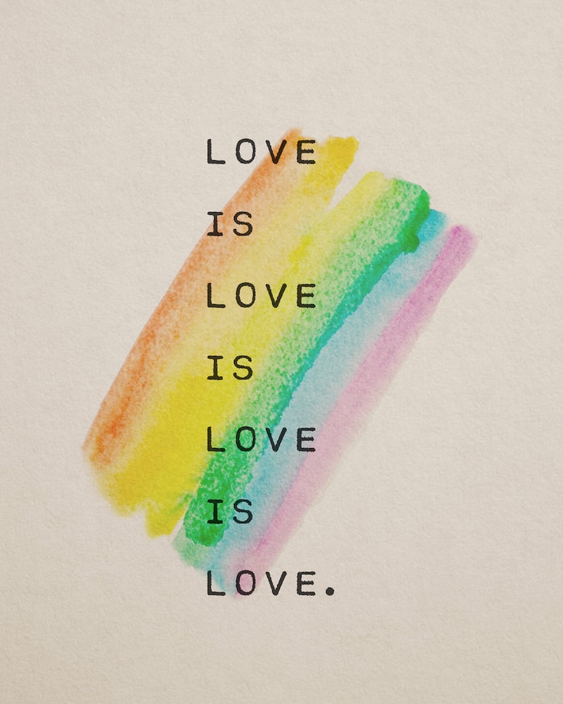 LBGQTA Love is Love Pride Poster Rainbow Art Love Quote - Etsy