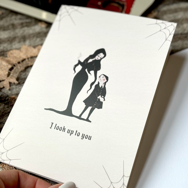 Morticia Addam's and Wednsday Mother's Day Card. Alternative Mother's Day Card. Goth Mother's Day Gift. Addam's family mother's day card.