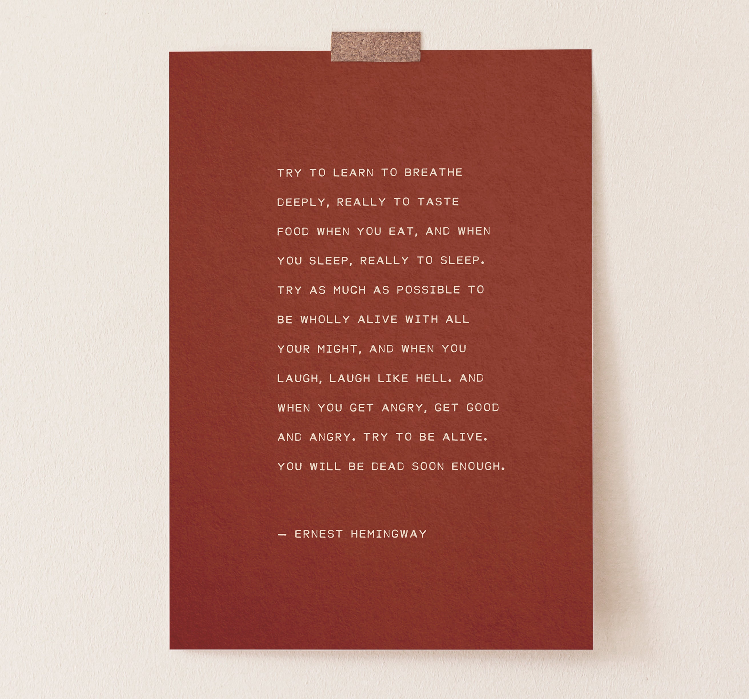 Ernest Hemingway Quote Print: Poetry Art Poster - Etsy, image size:2623x2446