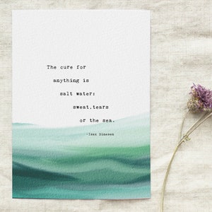Salt Water Quote Print: Abstract Watercolor Ocean Art
