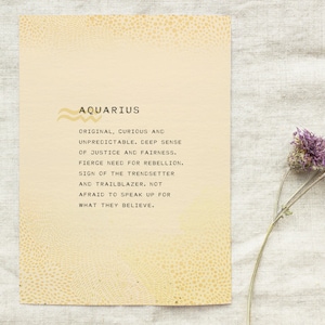 Aquarius zodiac print, birthday gift, Aquarius horoscope art, gift ideas, astrology signs, wall art, gift for her, Aquarius quote poster